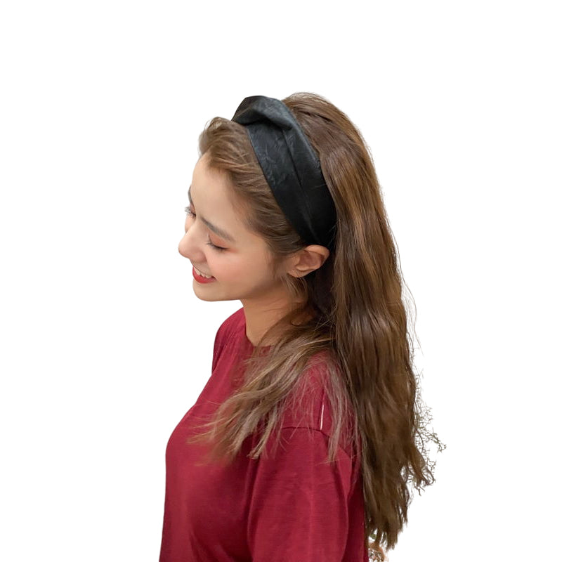 Color temperament simple wide edge headband leather headband wash headband two piece set