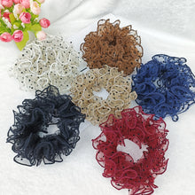 將圖片載入圖庫檢視器 Japanese and Korean popular ponytail hair accessories little flocking edge double-layer large intestine ring
