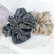 Load image into Gallery viewer, Japanese and Korean retro irregular hot drill striped satin large intestine circle high ponytail hair accessories
